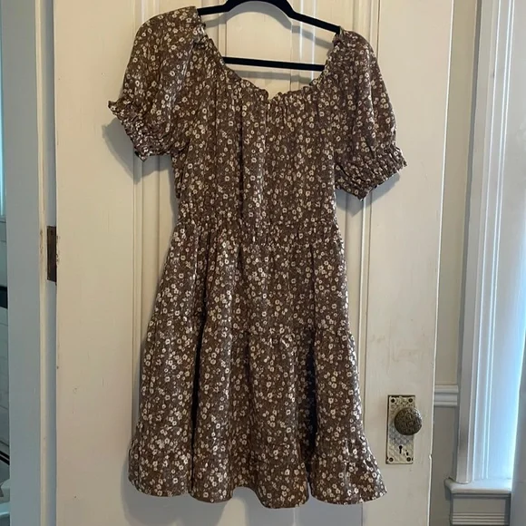 blu pepper brown dress Blu Pepper Striped Dress in Olive S